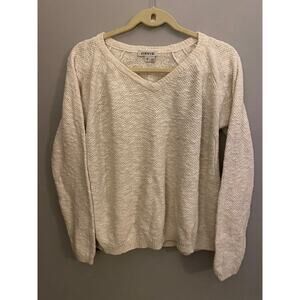 ORVIS Womens Size Medium Linen Cotton Lightweight Ivory VNeckSweater